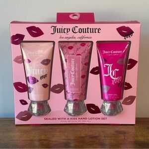 New Juicy Couture 3 Pck Hand Lotion Skincare Rose Cherry Berry Floral Gift Set